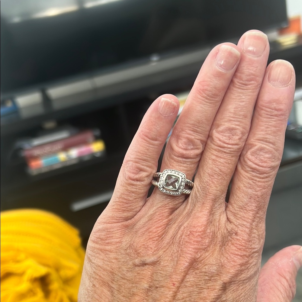 David Yurman Silver Ring with soft grey stone